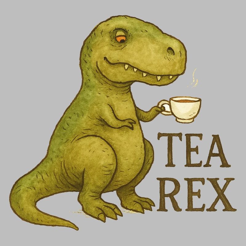 Tea Rex : Aquarelle Dino Heure du Thé