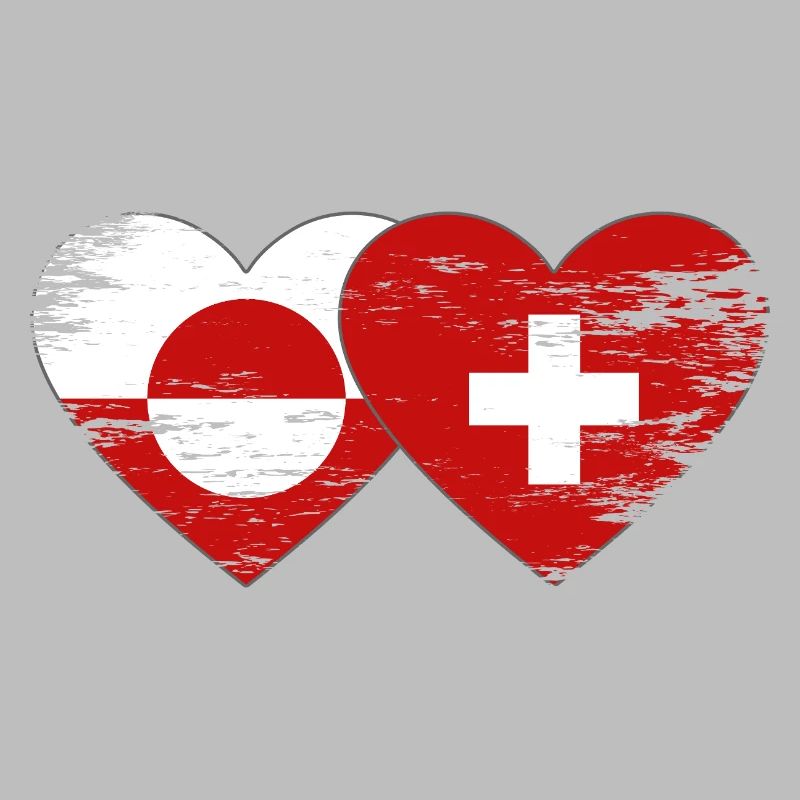 Drapeau du drapeau du Groenland Suisse Forme de cœur utilisée