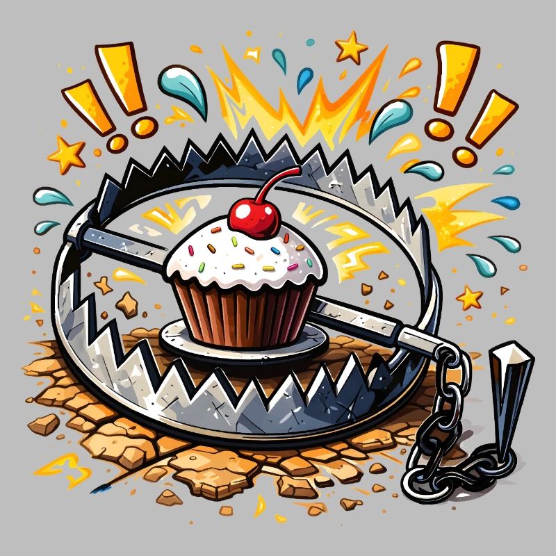 Illustration de cupcake mignon dans un piège