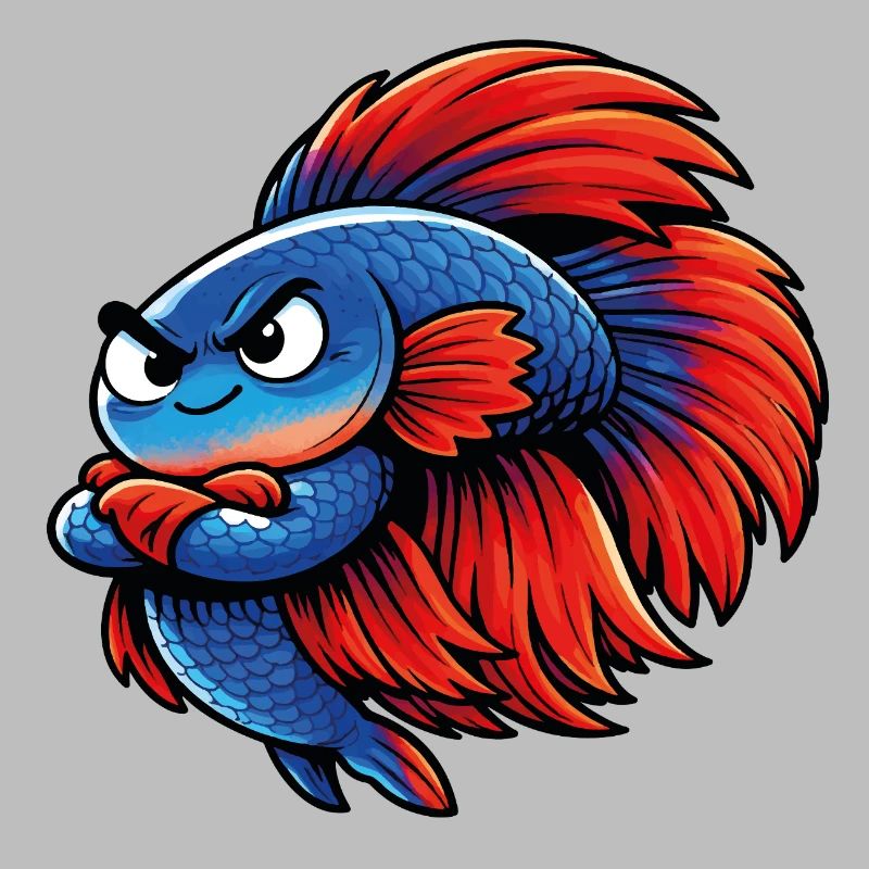 Blue Red Betta Fish