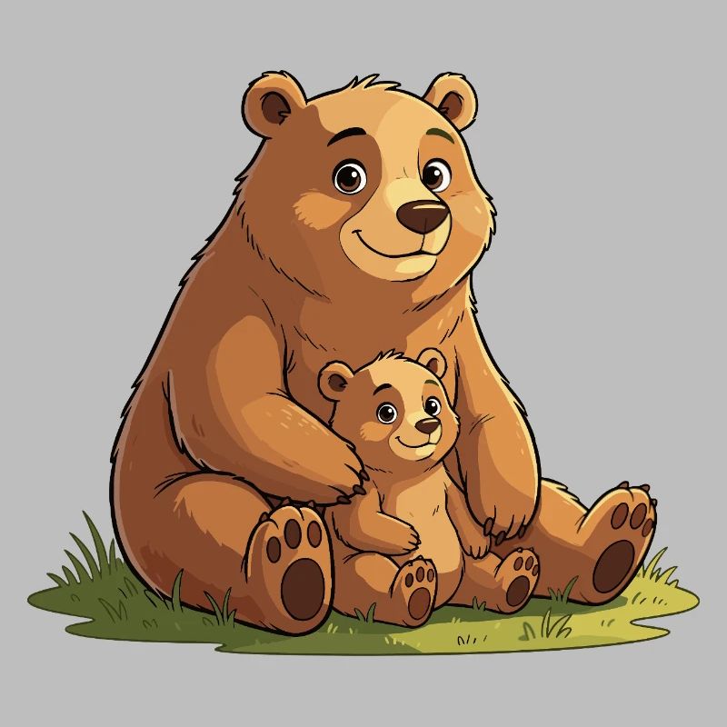 Douce maman ourse avec un petit