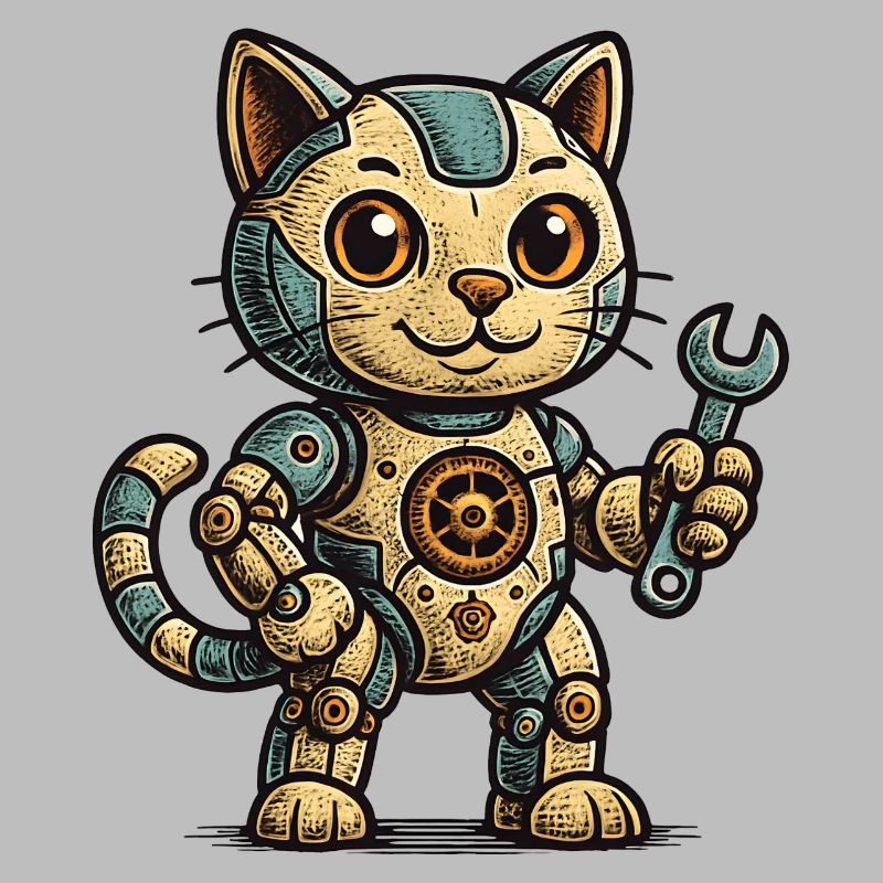 Steampunk-Katze Schrauberheld