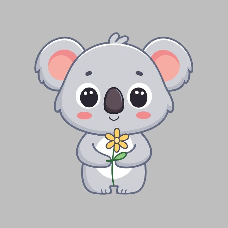 Koala mignon et fleur lumineuse