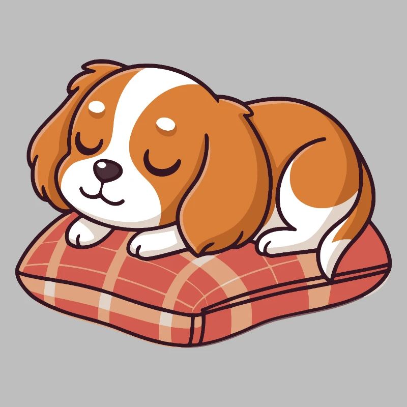 Sleeper Puppy on Plaid Cushion