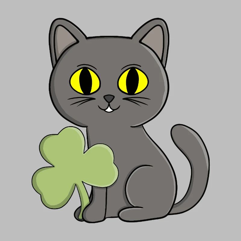 Charme trèfle trèfle chat gris