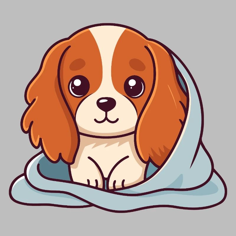 Soft puppy under plaid