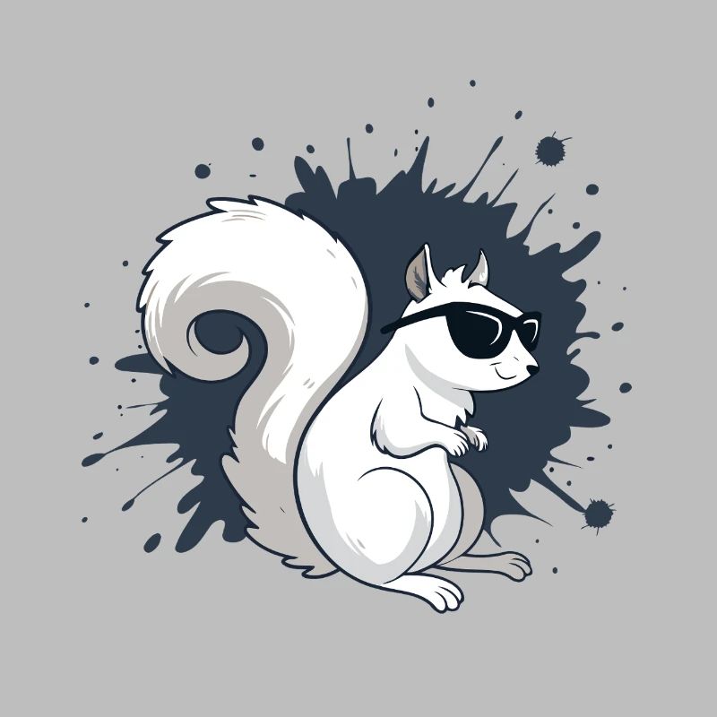 Schickes weißes Eichhörnchen mit schwarzer Brille