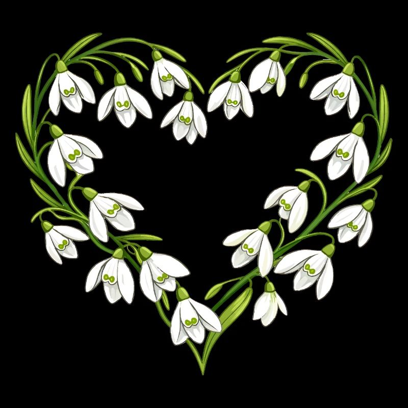 Snowdrop Heart Wreath Illustration