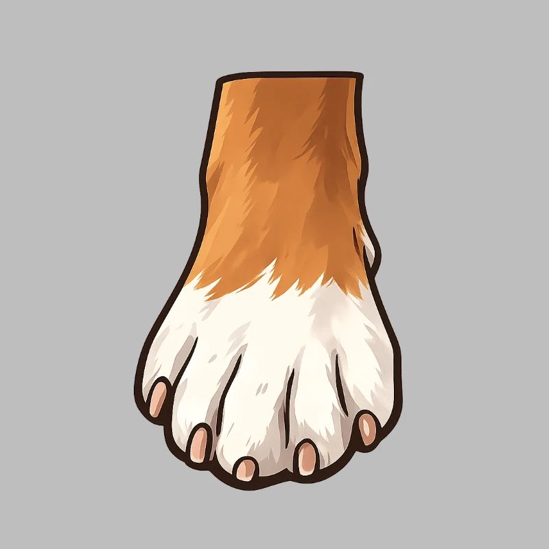 Conception de pattes de chien brunes blanches