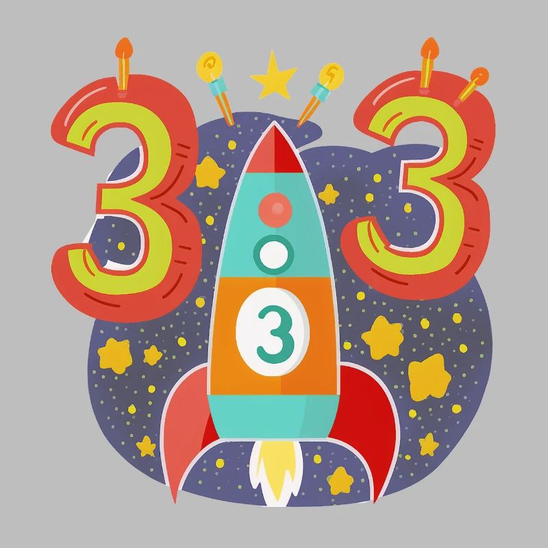 Birthday 3 Years Rocket Boy Three