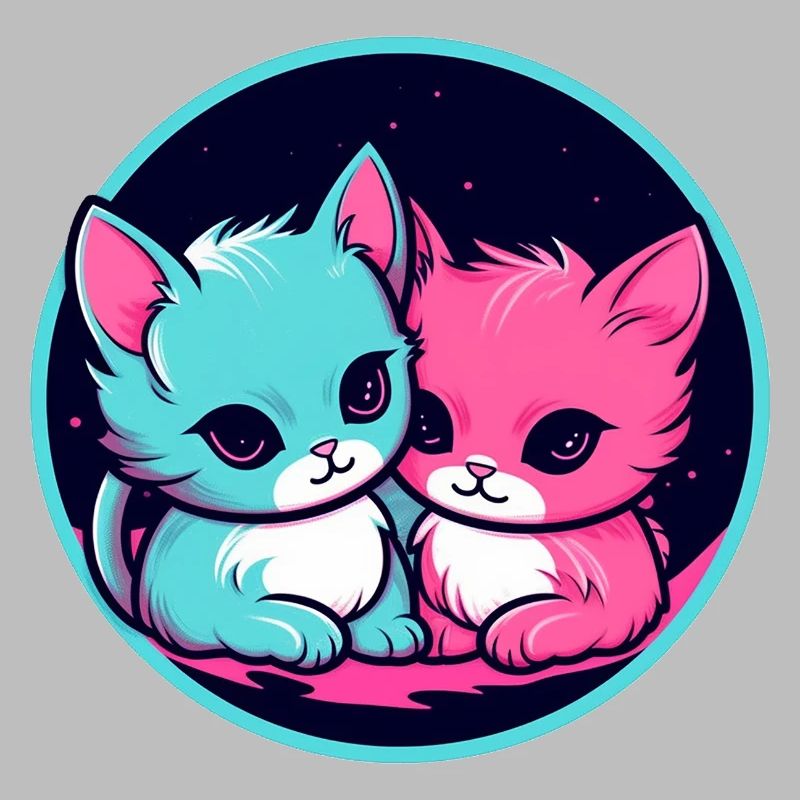 Duo de chatons néon