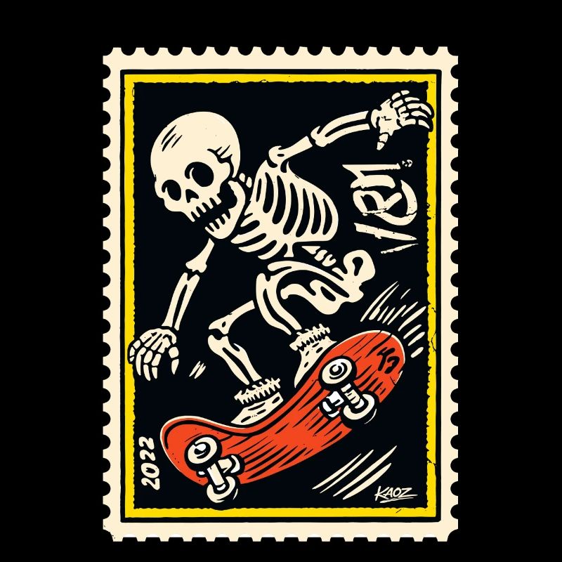 Skeleton Skater on Skateboard