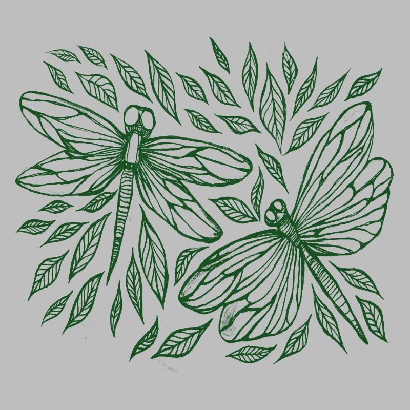 Libellules et feuilles Botanique