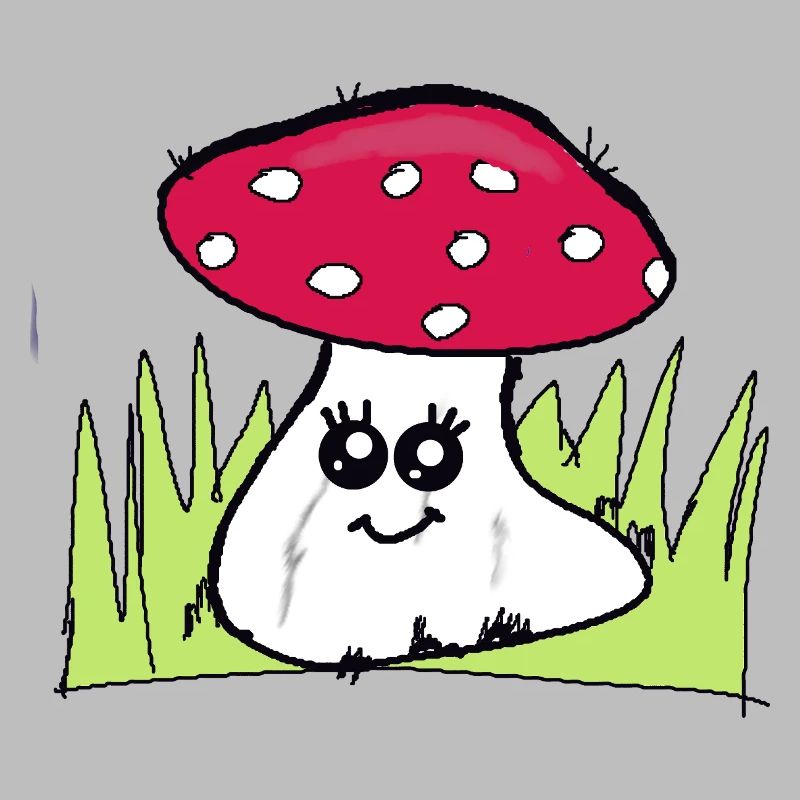 Zwinkernder Pilz mit rotem Hut