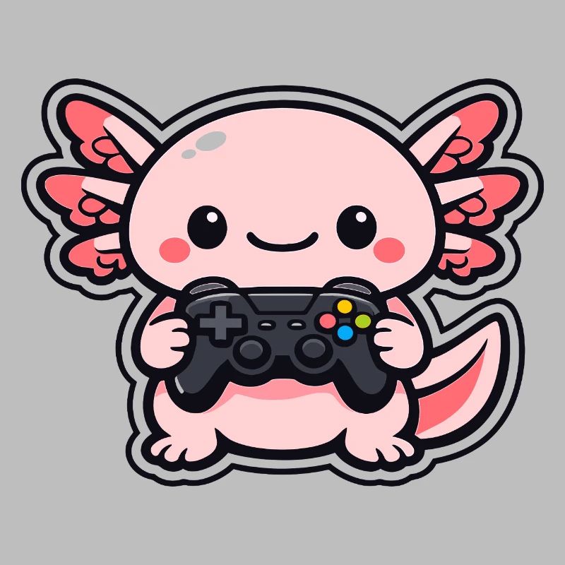 Kawaii Gaming-Drache mit Controller