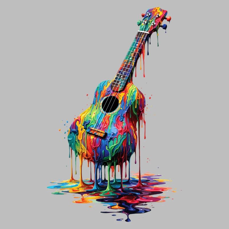 Ukulele with dripping paint