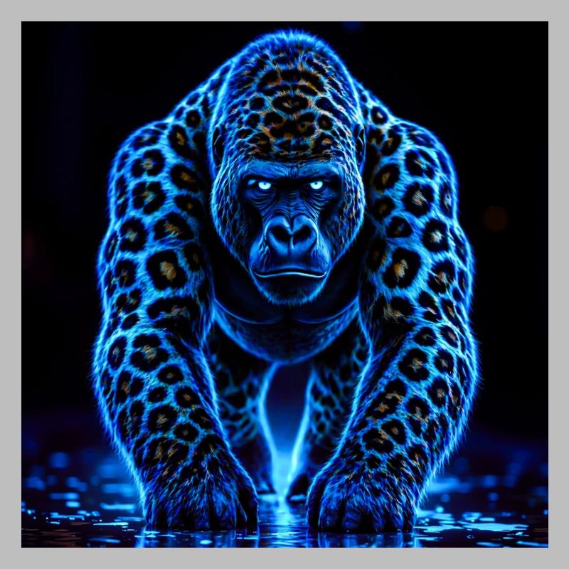 Neon Emperor Gorilla with Leopard Pattern