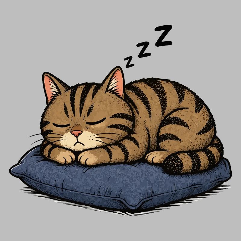 Chat endormi sur l’oreiller