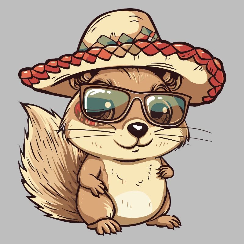 Eichhörnchen Comic Lustig Sombrero