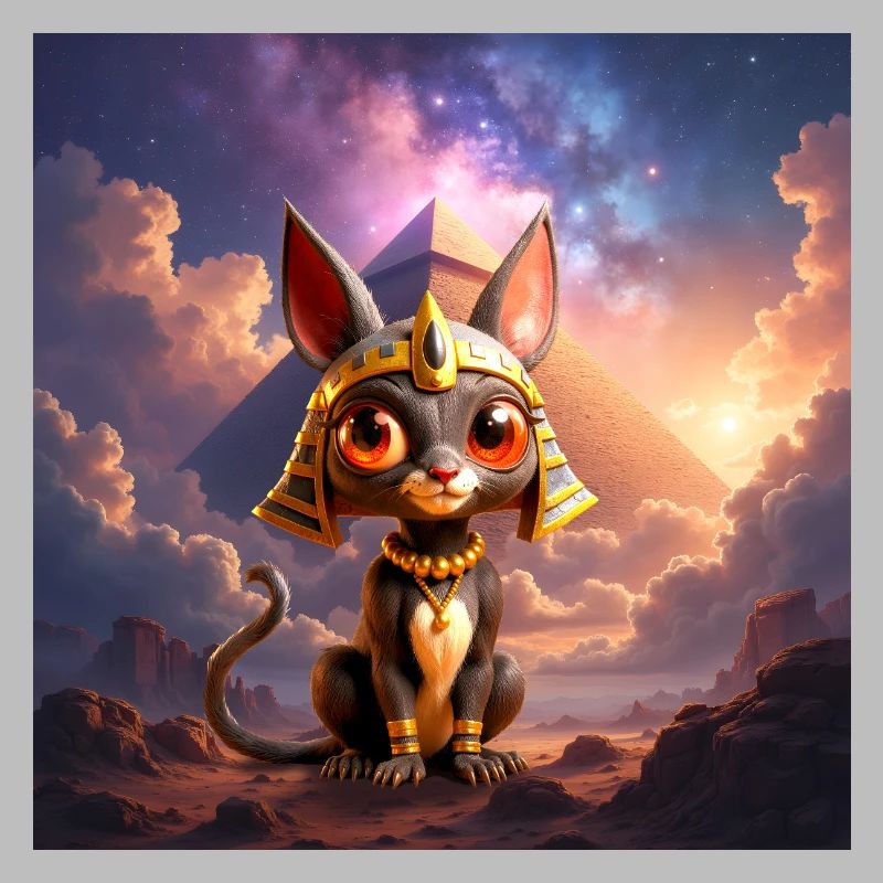 Pharao-Katze vor der Pyramide
