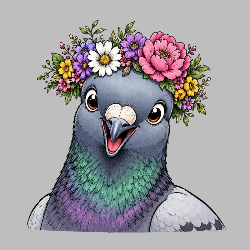 Colombe décorée de fleurs