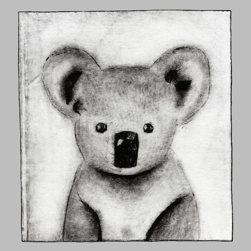 Koala schwarz-weiß - handgeschnitzte Druckvorlage