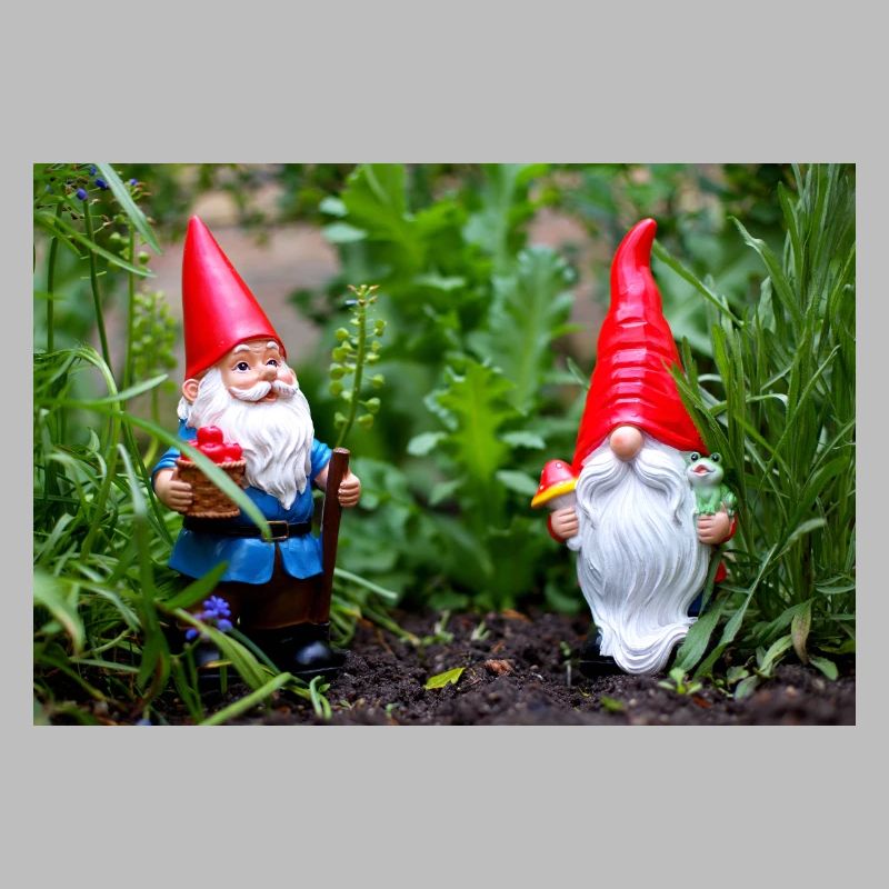 Gartenwichtel im Blumengarten