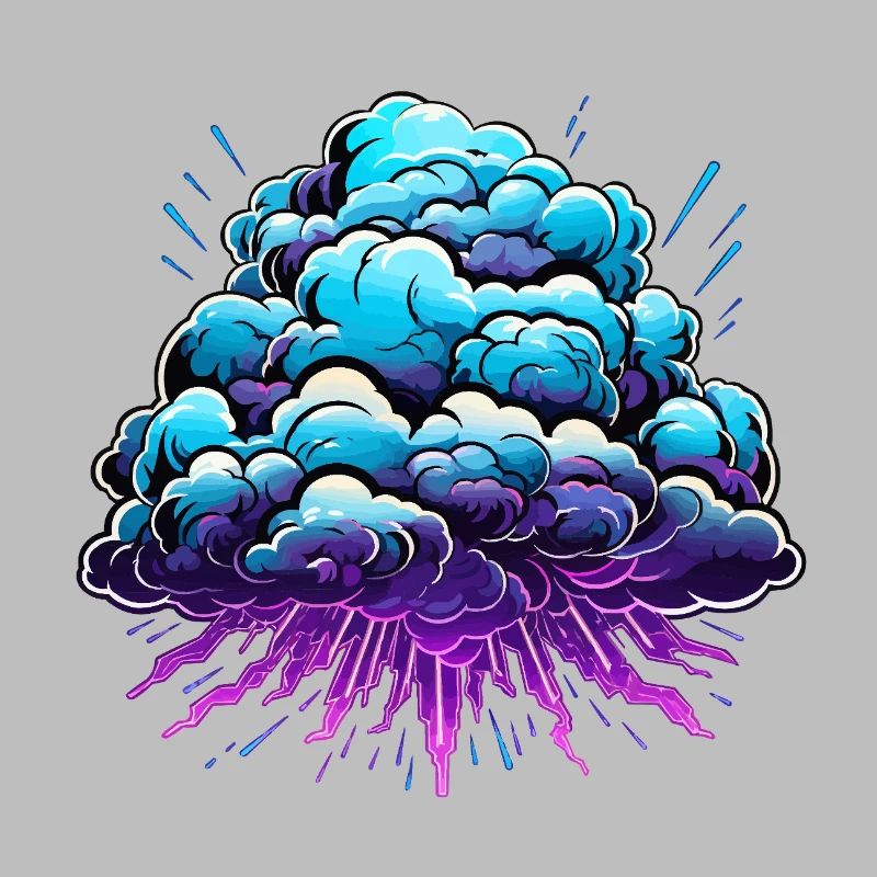 Blue Cloud Pop Explosion de néon