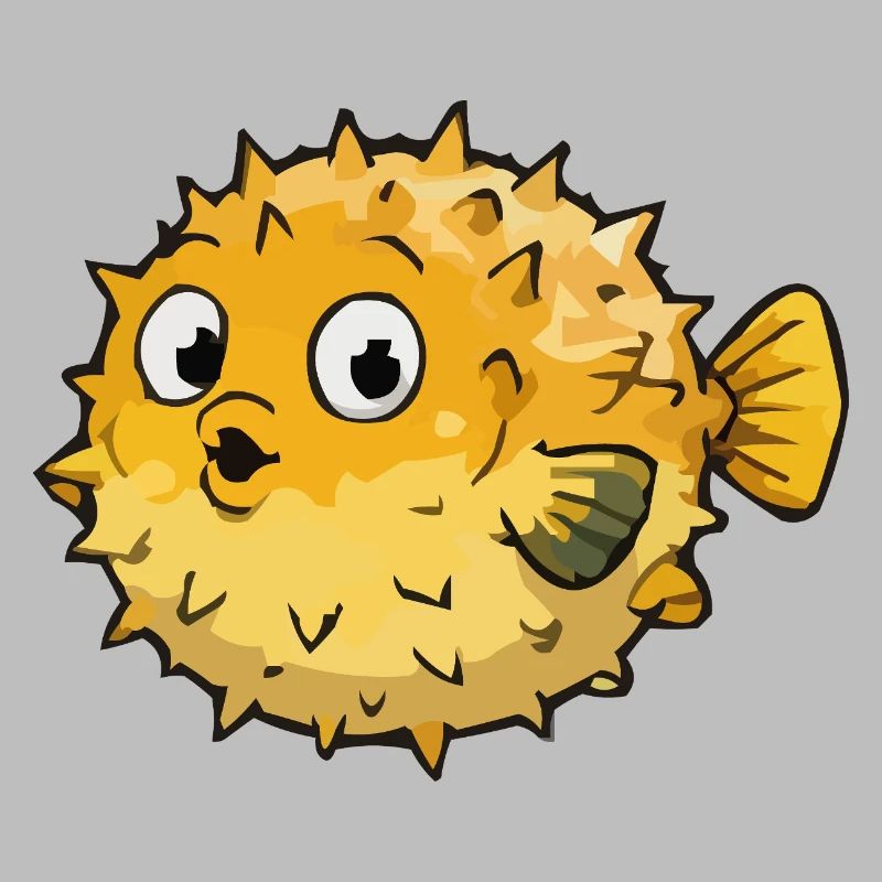 Spherical Puffer Fish Cartoon
