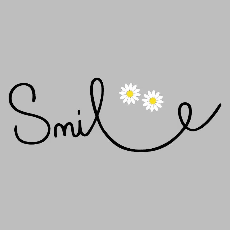 Flowery smile in cursive script