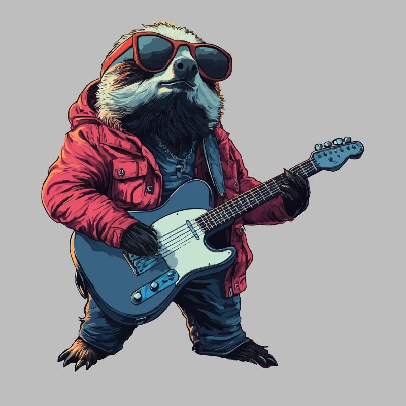 Faultier mit E-Gitarre
