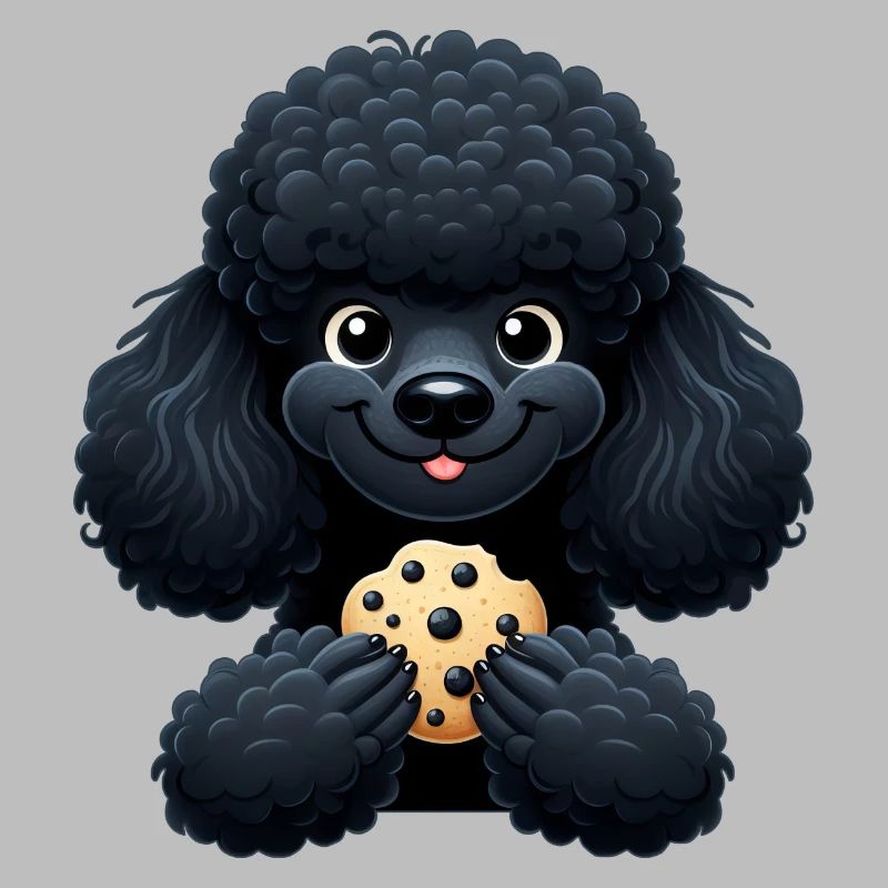 Caniche noir avec Biscuit Design mignon