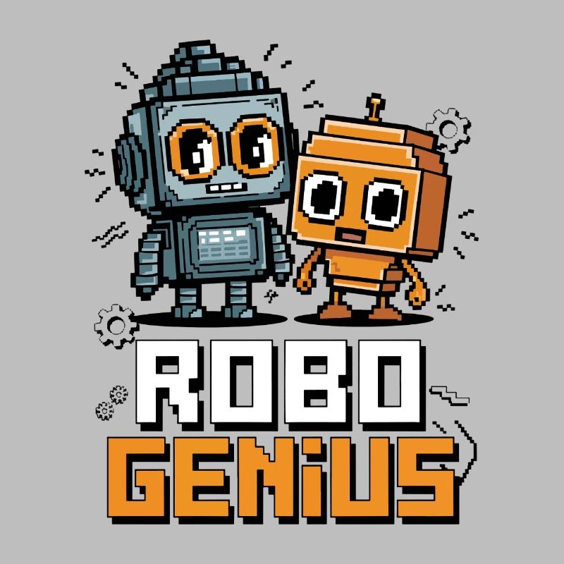 Rétro Pixel Robo Genius Mignon Robot Art
