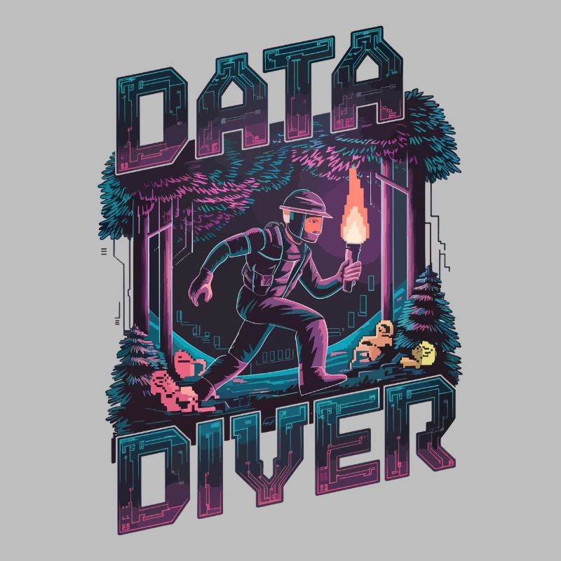 Data Diver Cyber Explorer Rétro Tech Artwork