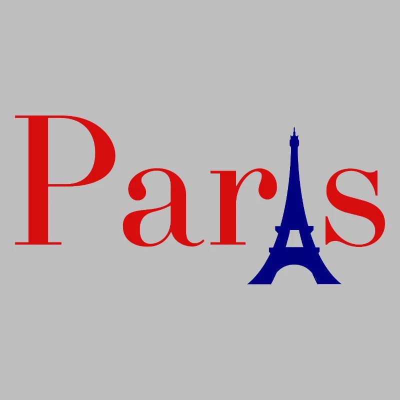 Texte rouge de Paris avec la Tour Eiffel bleue
