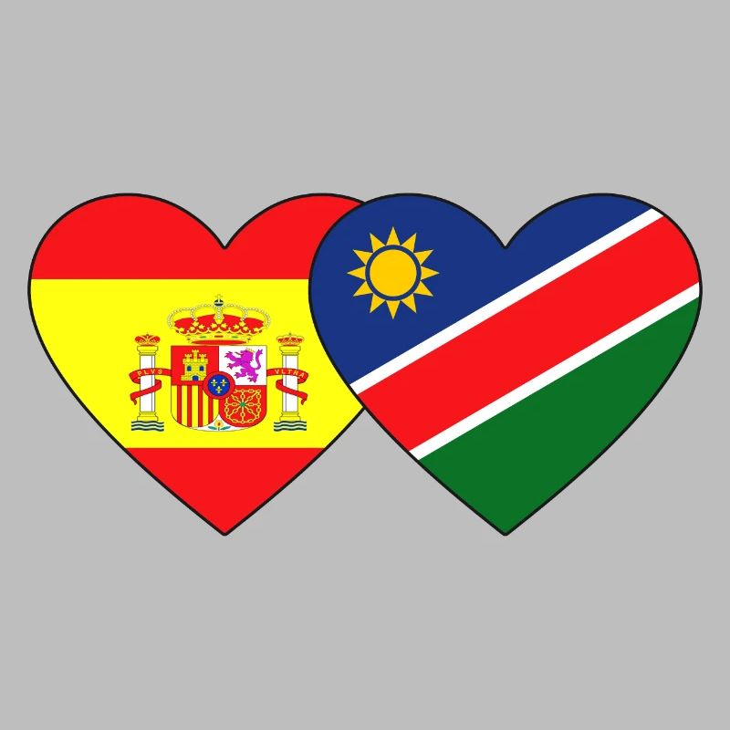 Spain Namibia Flag Heart