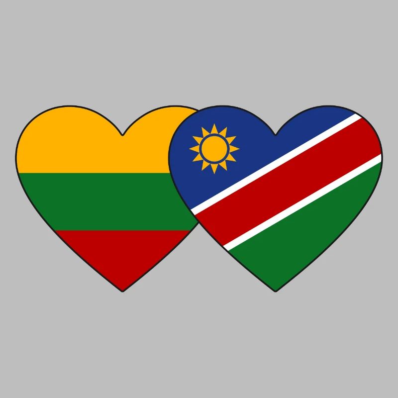 Lithuania Namibia Flag Heart