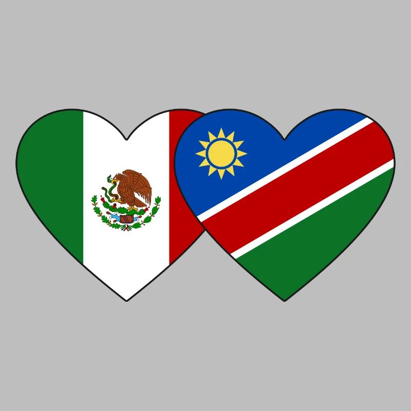 Mexico Namibia Flag Heart