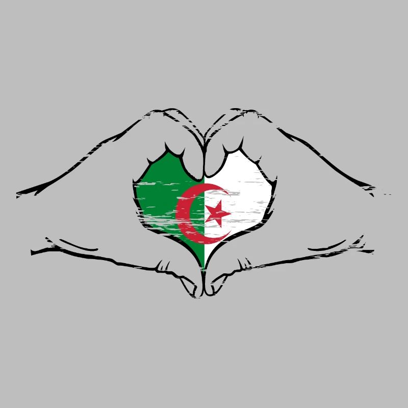 Drapeau de l’Algérie mains forme coeur utilisé