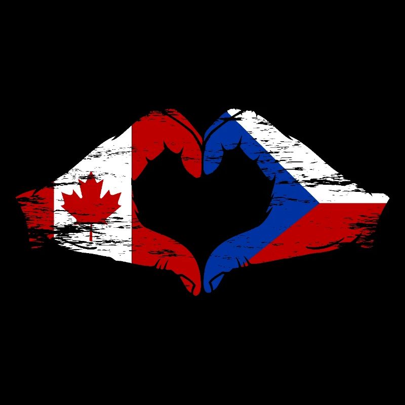 Canada République tchèque drapeau mains forme de coeur utilisé
