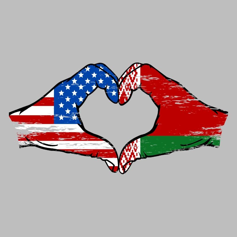 États-Unis Biélorussie drapeau mains forme de coeur utilisé