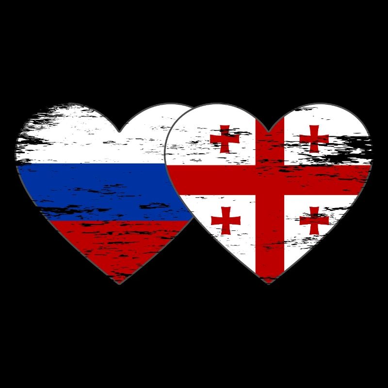 Russie Géorgie Drapeau Coeur Utilisé