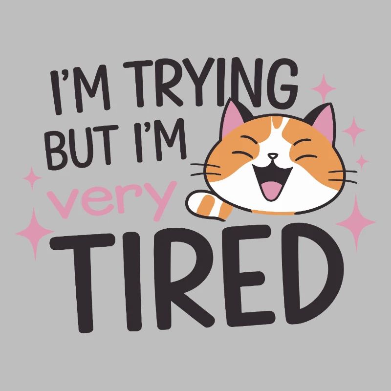 Chat fatigué essayant