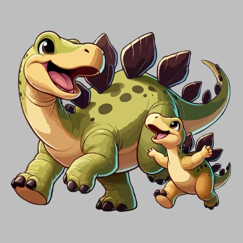 Stegosaurus mother and child
