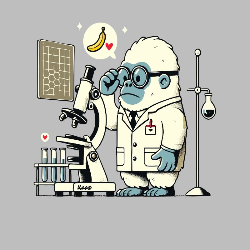 Scientist gorilla monkey in the laboratory