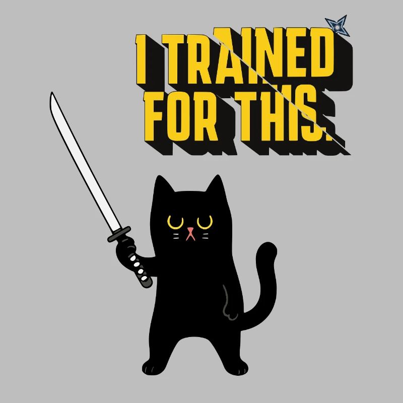 Chat guerrier avec épée de samouraï