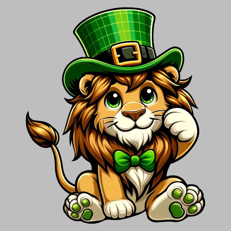 Dessin animé mignon de la Saint-Patrick de Lion