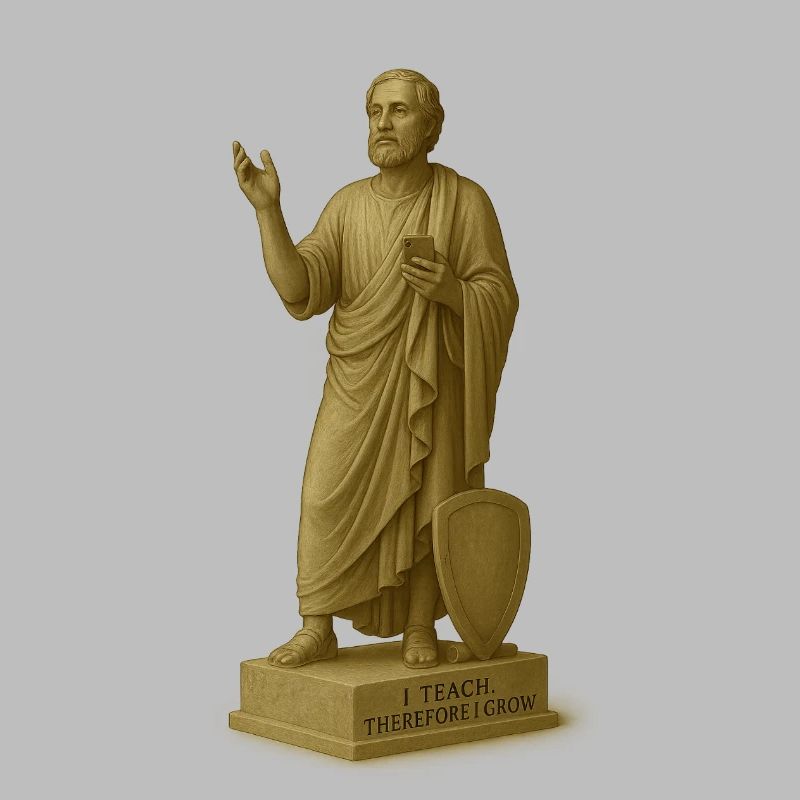 Teaching philosopher with smartphone