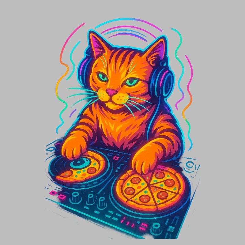 Neon DJ Katze Design