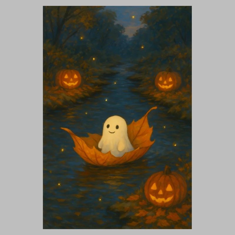 Fantôme mignon dans le feuillage d’automne